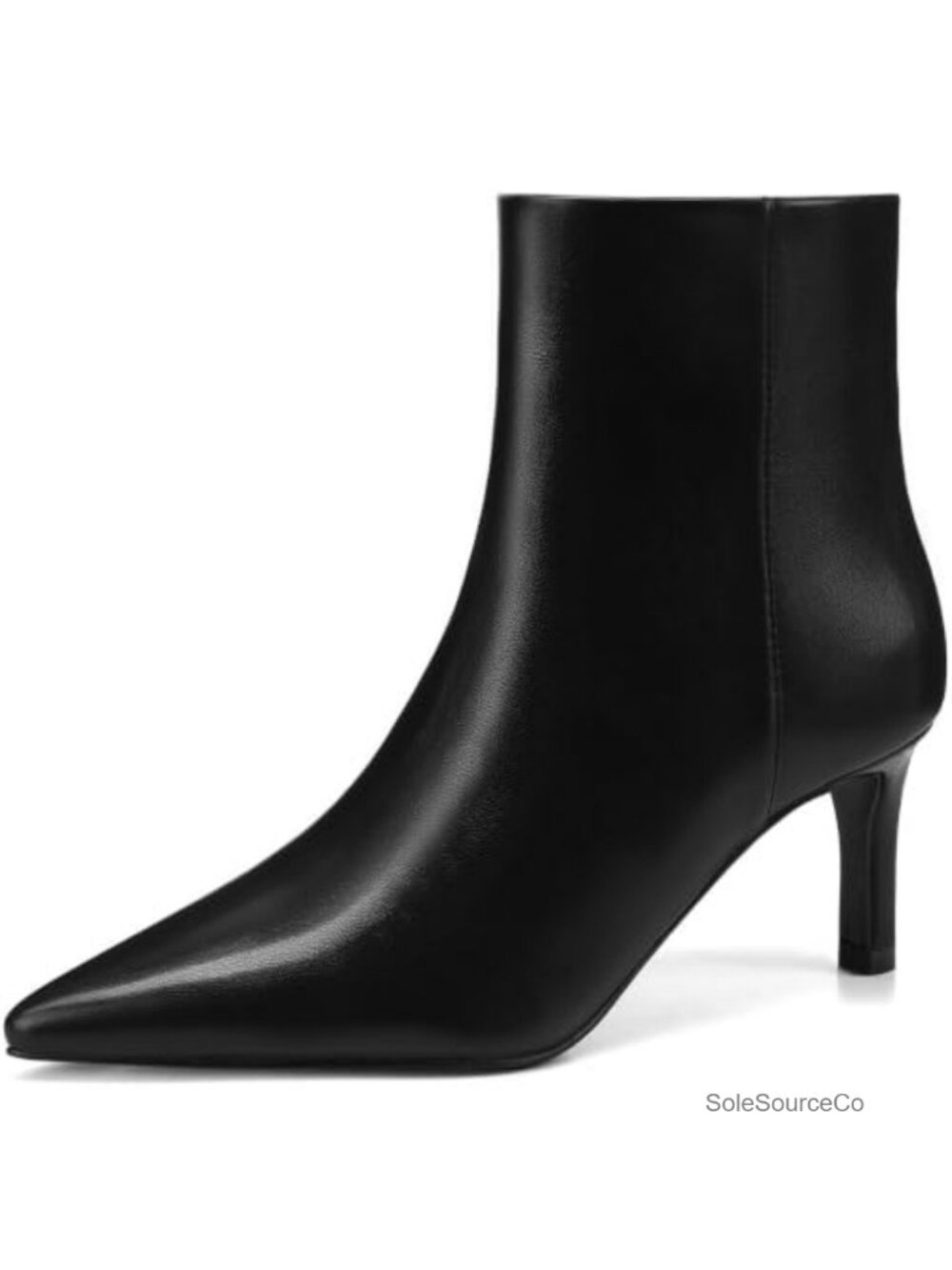 Kitten Heel Ankle Boots Pointed Toe Low Heel Booties Faux Leather